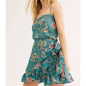 Free People Intimately Free Olivia Slip Wrap Floral Ruffle Hem Womens Dress Sml